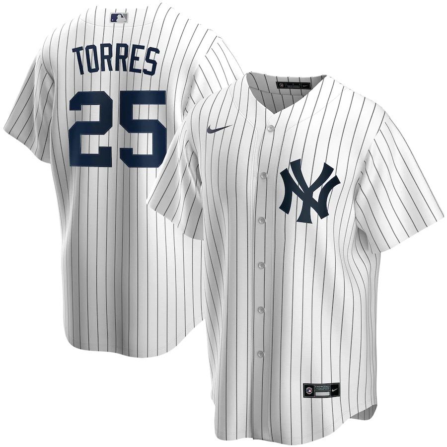 Youth New York Yankees #25 Gleyber Torres Nike White Home Replica Player MLB Jerseys->women mlb jersey->Women Jersey